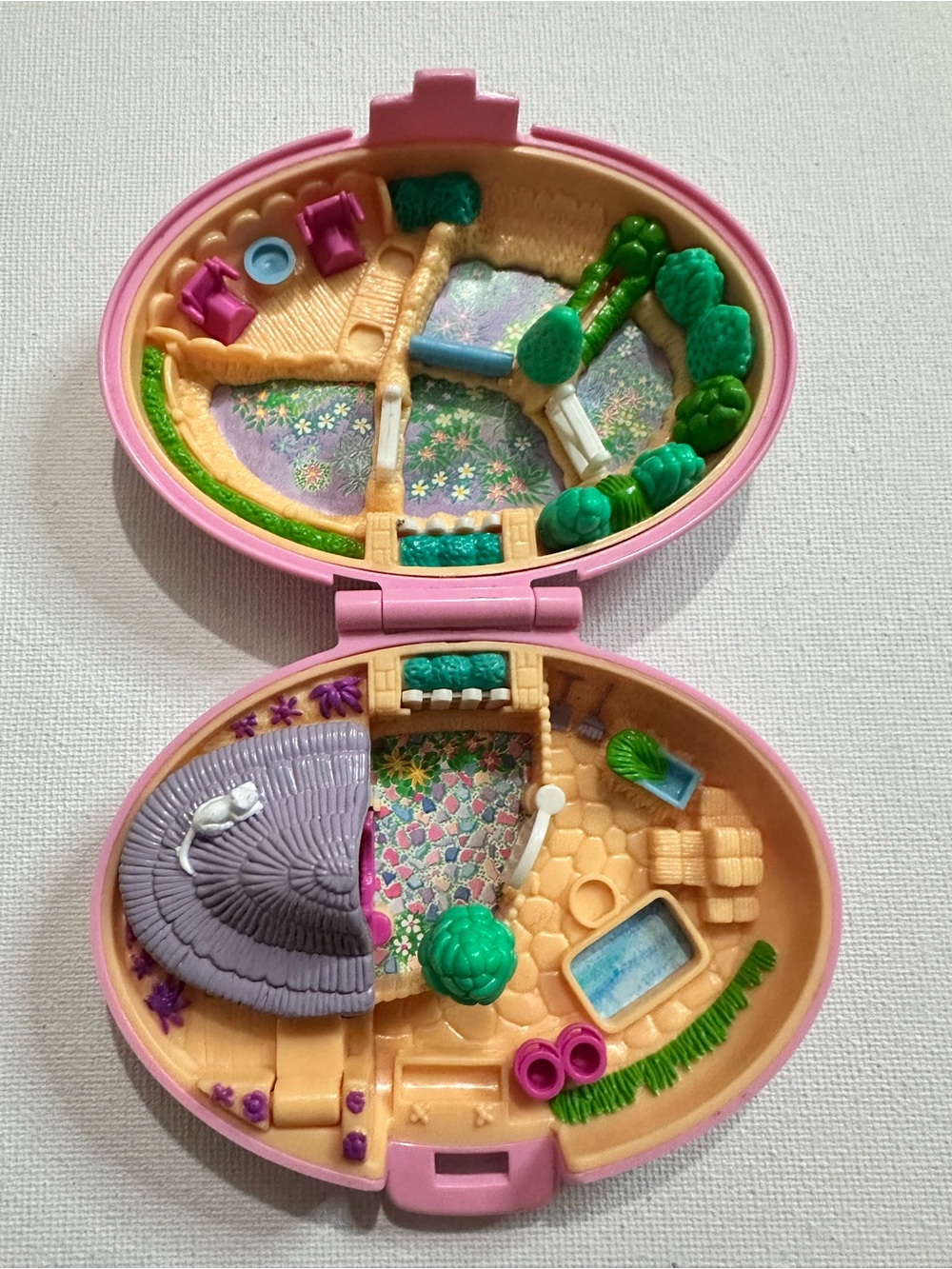 1995 Polly Pocket Shetland Pony Stables Pink Bluebird Compact Complete Play Set - Picture 8 of 9